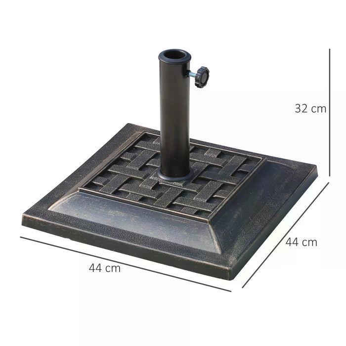 Square Bronze Resin Parasol Base, 44 cm - Sturdy & Elegant Outdoor Umbrella Stand - Ideal for Garden Patio Stability