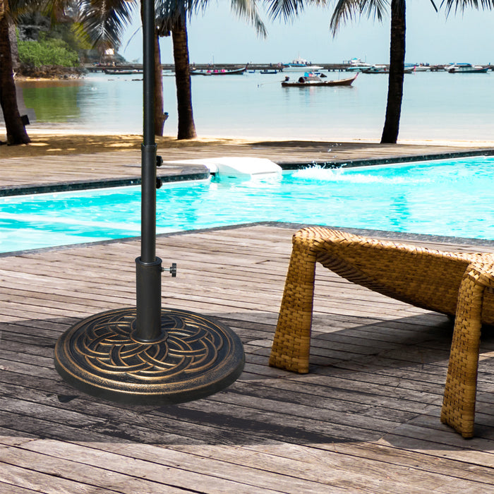 Heavy Duty 11.5kg Parasol Base - Sturdy Umbrella Stand Holder for 38/48mm Patio Poles, Bronze Tone Finish - Outdoor Stability Solution for Sun Shades and Umbrellas