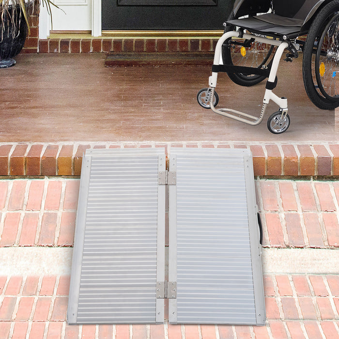 Folding Aluminum Wheelchair Ramp - 3ft Portable Scooter Access, Mobility Aid - Ease of Travel for Disabled Users