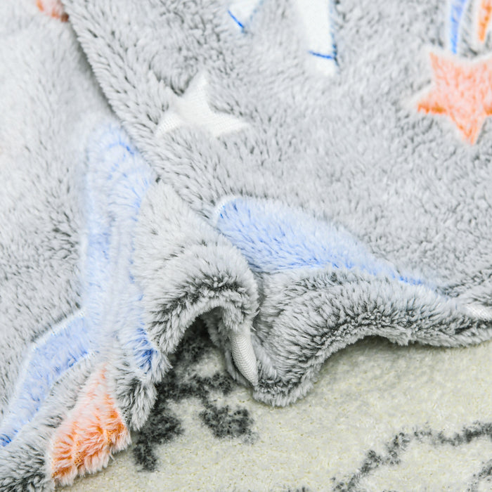 Fluffy Glow-in-the-Dark Fleece Blanket - Galaxy Stars Luminous Flannel Throw, 203x153cm, Grey - Perfect for Kids and Stargazers