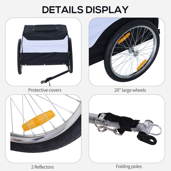 Bike Trailer Cargo Carrier - Foldable Steel Frame with Removable Cover, Bicycle Storage Hitch - Ideal for Extra Storage Needs on the Go