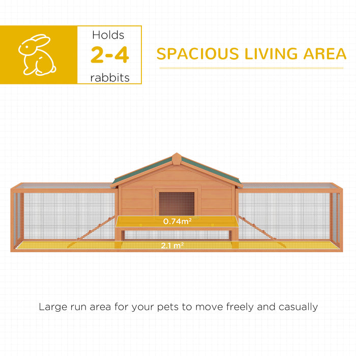 Outdoor Wooden Rabbit Hutch with Run - Large Guinea Pig Habitat House, Bunny and Ferret Cage, Spacious 309x79x86cm - Ideal for Pet Safety and Comfort