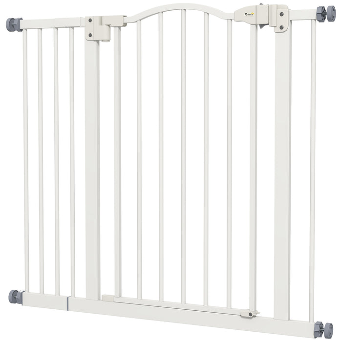 Adjustable Metal Pet Safety Gate 74-94 cm - Auto-Close Door Feature, White Finish - Secure Barrier for Dogs & Cats in Home