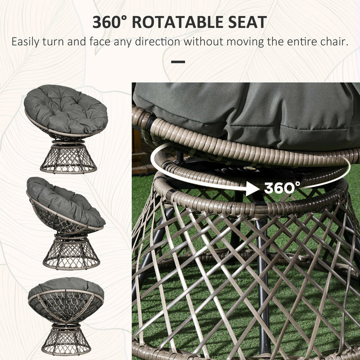 Rattan Garden Moon Chair Trio in Grey - Elegant 3-Piece Outdoor Seating - Perfect for Patio Relaxation