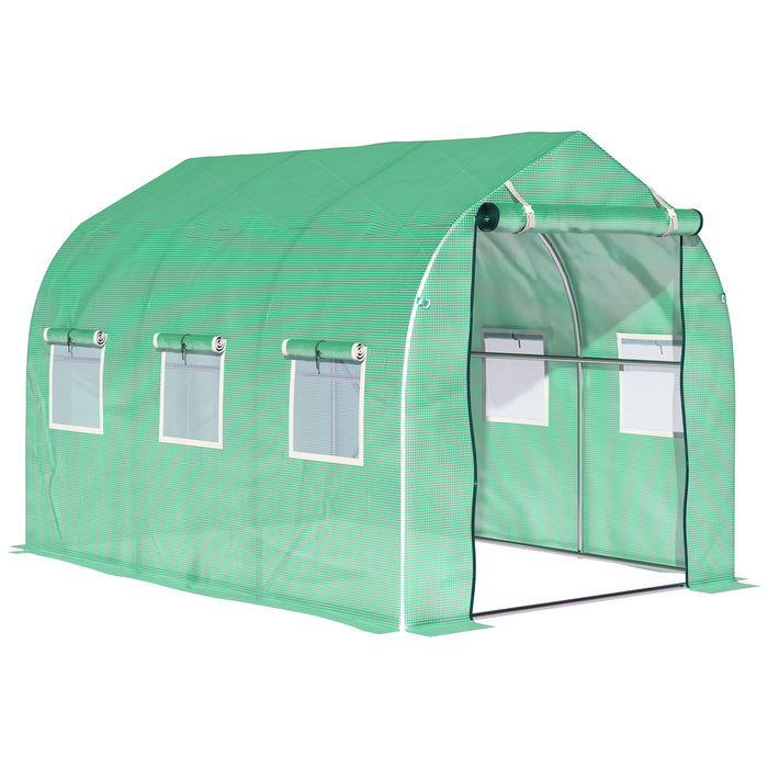 Polytunnel Walk-In Greenhouse with Observation Windows - Sturdy Outdoor Gardening Solution, 3x2M Size - Ideal for Garden and Backyard Enthusiasts