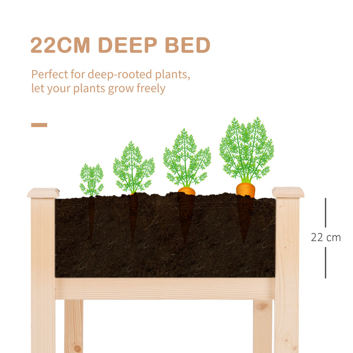 Rectangular Fir Wood Planter Box - Durable Non-Woven Fabric Garden Bed, 122.5x56.5x76cm - Ideal for Indoor/Outdoor Gardening