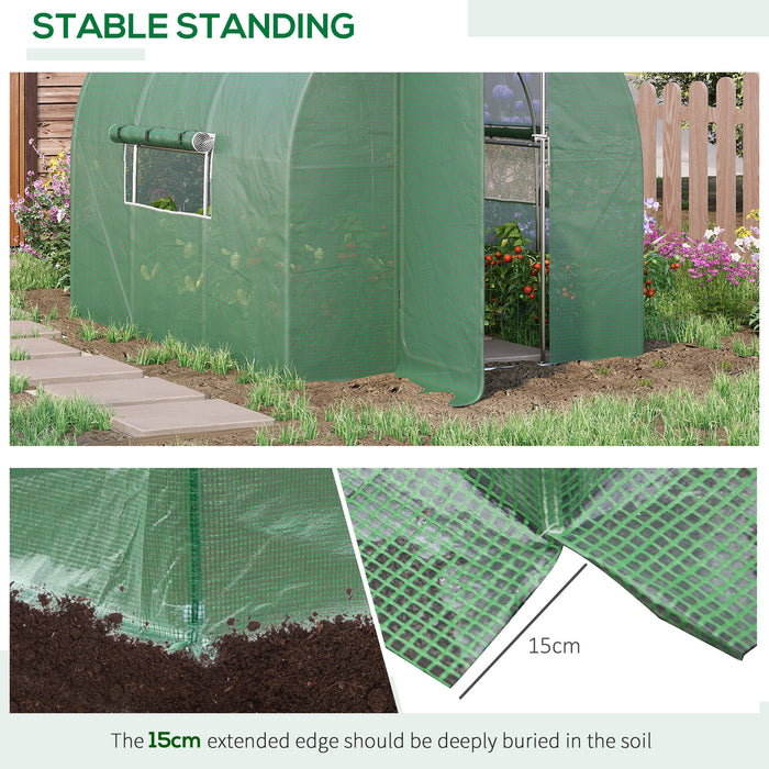 Spacious Walk-In Plant Greenhouse - Sturdy Galvanized Steel Frame & Hinged Metal Door with Mesh Windows, 3x2M - Ideal for Gardeners & Extended Growing Seasons