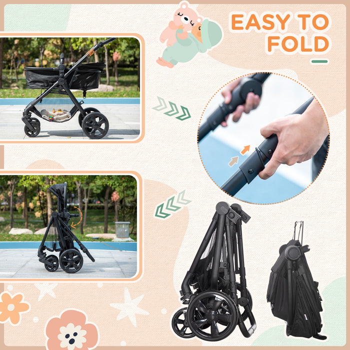 2-in-1 Reversible Lightweight Pushchair - Foldable & Fully Reclining Travel Stroller with 5-Point Harness for Infants to Toddlers - Safe and Comfortable from Birth up to 3 Years Old