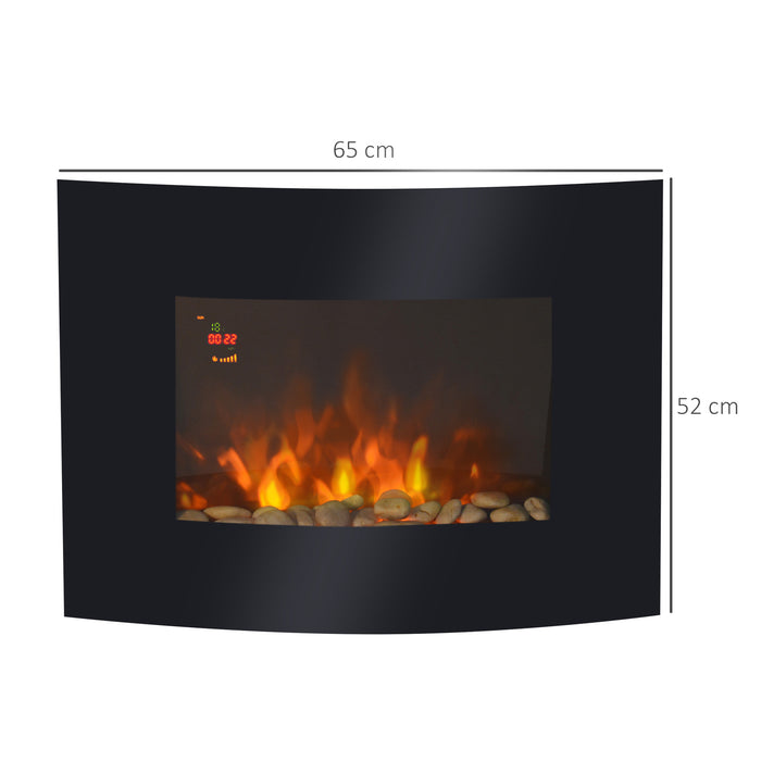 Curved Glass LED Electric Fireplace - Wall Mounted, 900/1800W Heat Settings - Cozy Ambiance for Living Spaces