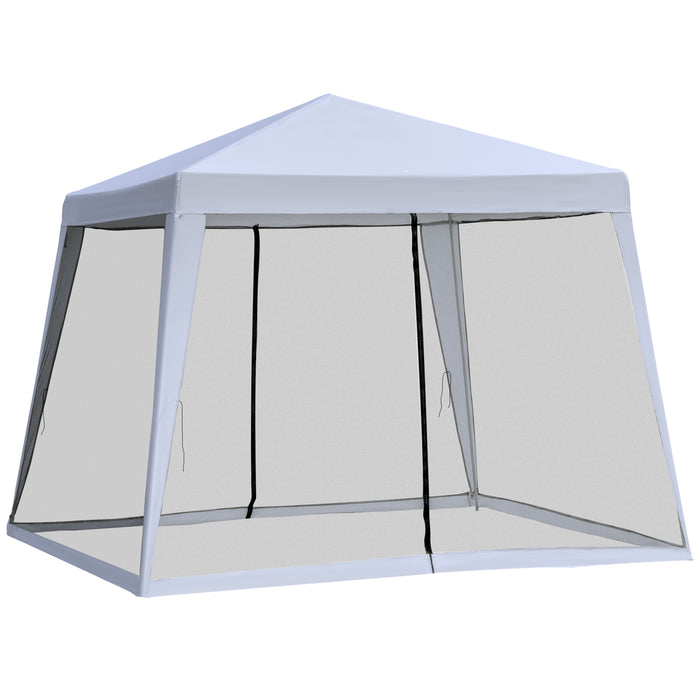 Outdoor Garden Gazebo Canopy Tent, 3x3m - Sun Shade Event Shelter with Mesh Screen Side Walls, Grey - Perfect for Parties and Outdoor Gatherings