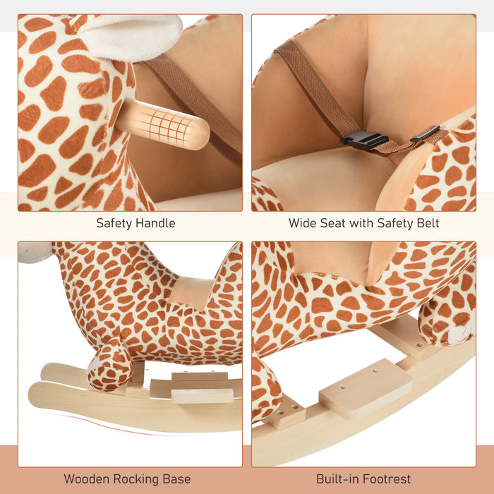 Giraffe-Themed Rocker with Sound Effects - Plush Rocking Horse Toy for Toddlers - Interactive Play and Development for Young Children