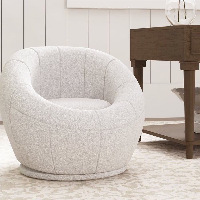 Modern Swivel Armchair - Plush Upholstered Accent Chair for Living Room, Bedroom, Home Office - Contemporary Design in Classic White for Stylish Comfort