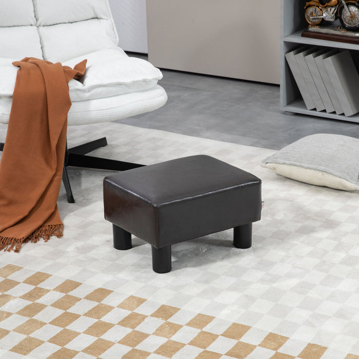 Luxurious PU Leather Ottoman - Sturdy Cube Footstool with Durable Plastic Legs - Elegant Resting Solution for Living Room or Bedroom