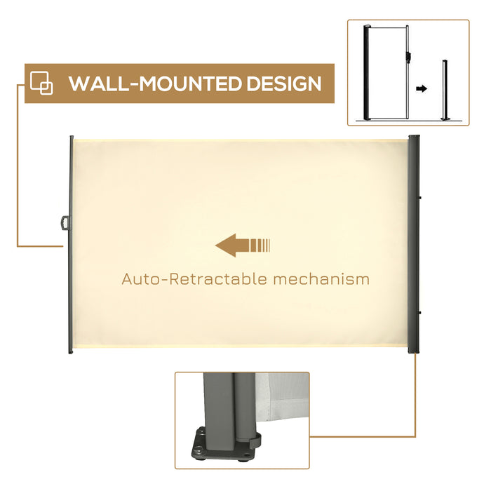 Retractable Sun Side Awning - 3-Pack 2m Patio Garden Wall Balcony Screening, Outdoor Blind Privacy Divider in Cream - Perfect for Enhancing Seclusion in Your Outdoor Spaces