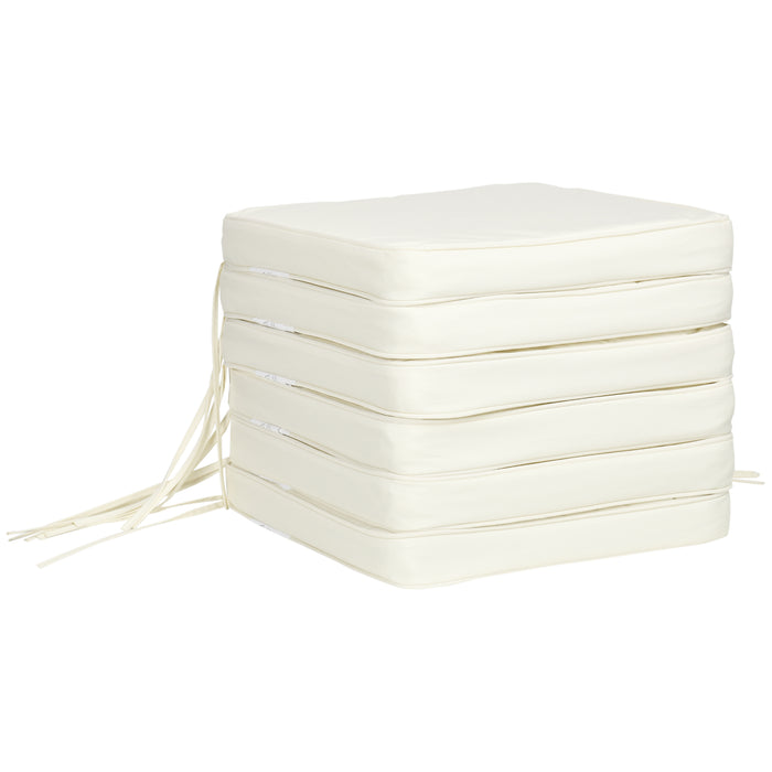 Chair Cushion Set of 6 - 42x42x5 cm Cream White Seat Pads - Comfortable Dining & Kitchen Seating Enhancers