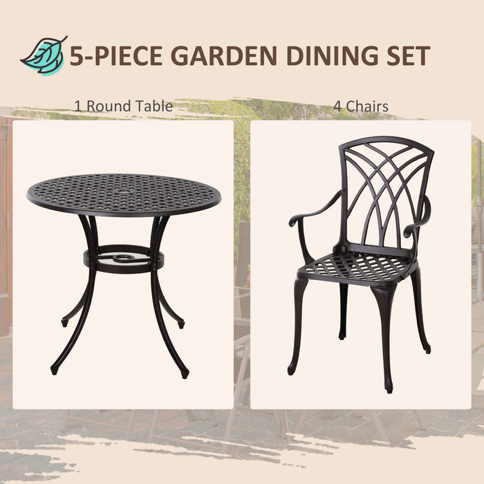 Cast Aluminium 4-Seater Set - Elegant Outdoor Garden Furniture with Table & Chairs - Ideal for Patio Dining and Entertaining