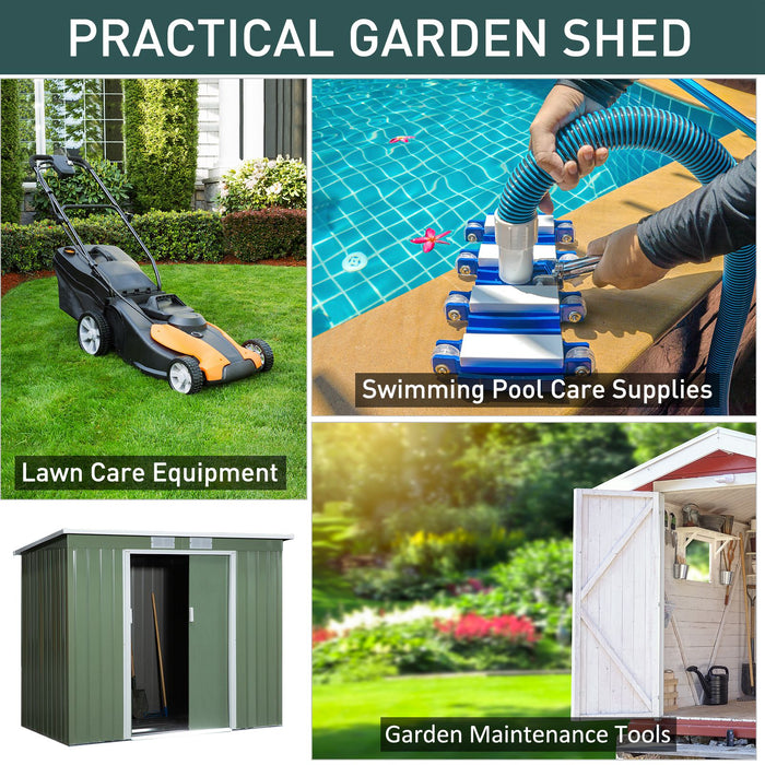 Pend Garden Storage Shed - Double Door with Ventilation Window and Sloped Roof, 213x130x173cm - Ideal for Outdoor Equipment and Tool Organization