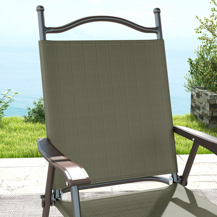 Folding Patio & Camping Chair Duo - Sports Chairs with Armrests and Mesh Fabric Seating - Perfect for Adults, Outdoor Lawn Relaxation