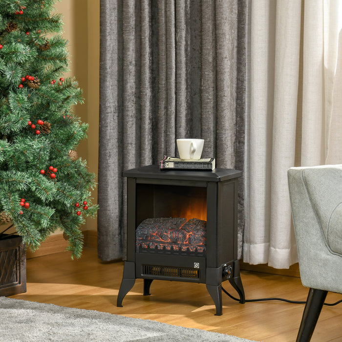 Electric Fireplace Heater - Freestanding Stove with Realistic Flame, Adjustable Thermostat - Safe, Cozy Warmth for Home Ambiance