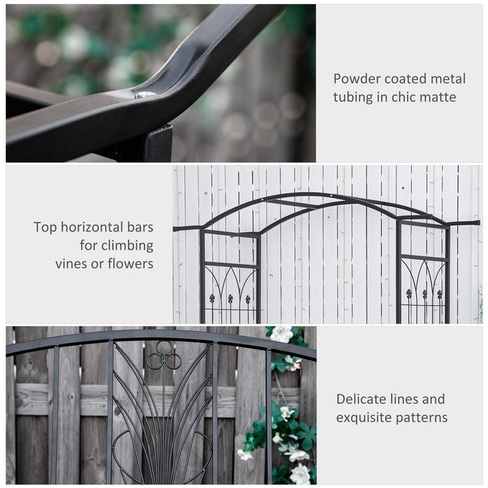 Metal Garden Arch Arbor with Integrated Bench - Outdoor Patio Love Seat, Rose Trellis Pergola Design for Climbing Plants - Ideal Seating Solution for Romantic Retreats and Plant Enthusiasts