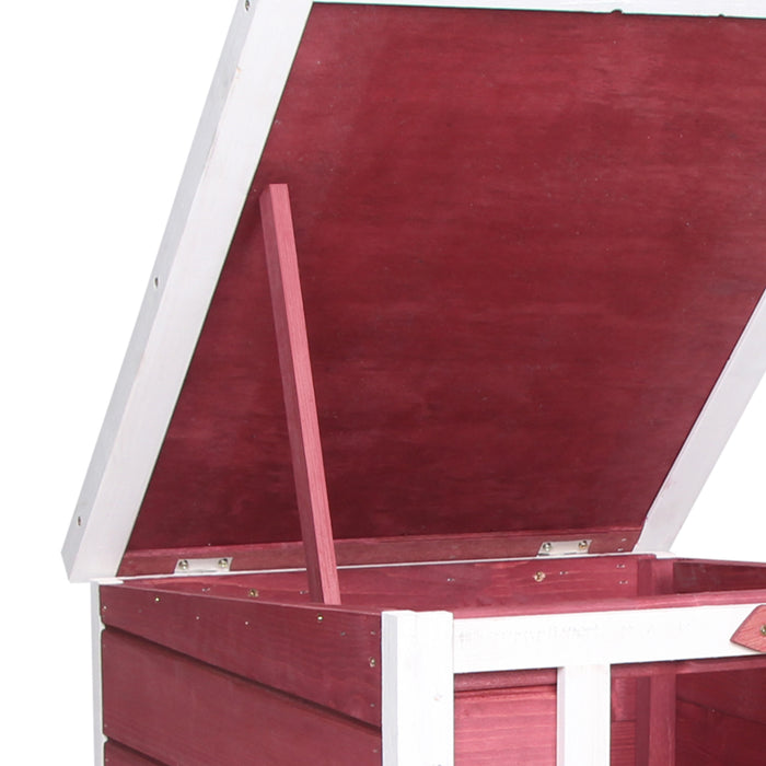 Deluxe Wooden Rabbit Hutch - Spacious 51x42x43cm Pet Shelter with Red Finish - Ideal Home for Small Animals