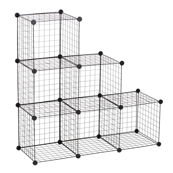 6-Cube Metal Wire Storage Rack - DIY Interlocking Organizer for Living Room, Display Shelves - Ideal for Space-Saving & Clutter-Free Environment