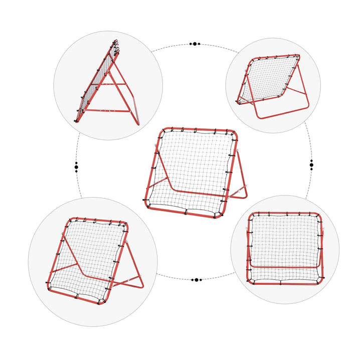 Rebounder Net with PE Mesh and Metal Frame - 96 x 80 x 96 cm Football and Training Net in Red and Black - Ideal for Skill Improvement and Coordination