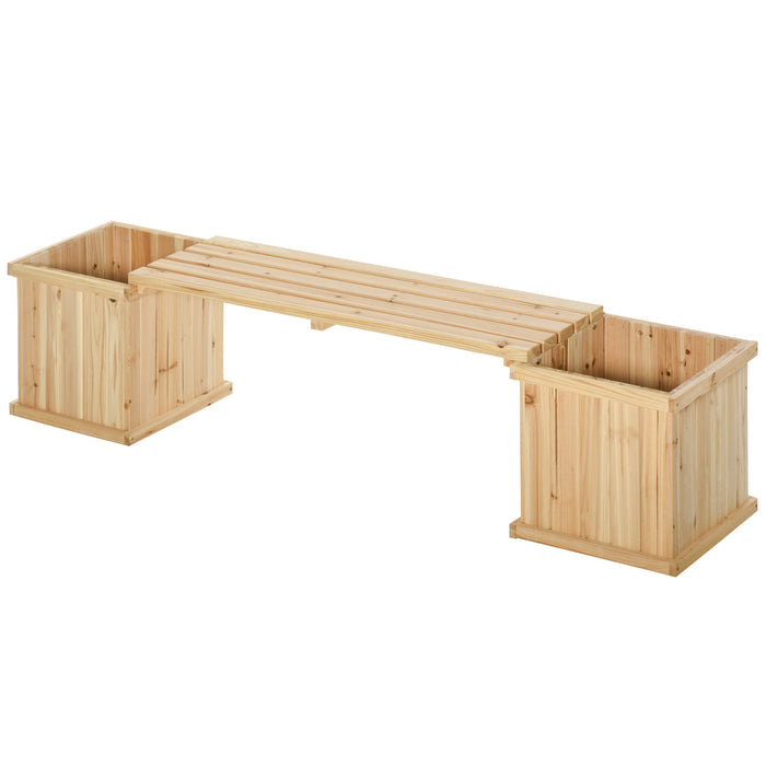 Wooden Garden Planter-Bench Combo - Raised Bed for Patio and Park Landscaping - Ideal for Outdoor Seating and Planting