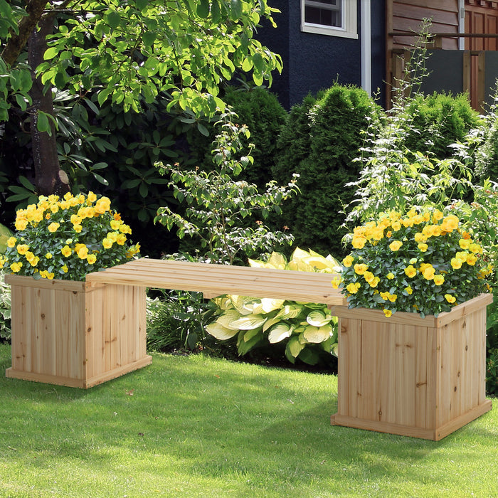 Wooden Garden Planter-Bench Combo - Raised Bed for Patio and Park Landscaping - Ideal for Outdoor Seating and Planting