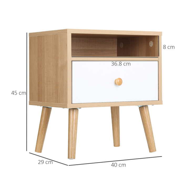 Modern Bedside Table with Drawer and Shelf - Sleek Nightstand for Bedroom and Living Room Storage - Ideal for Contemporary Home Decor and Organization