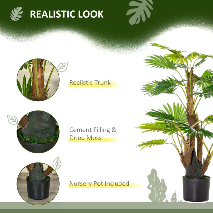 Tropical Palm Artificial Tree - Lifelike Indoor/Outdoor Fake Decorative Plant with Nursery Pot, 135cm - Enhances Home & Office Space Ambiance