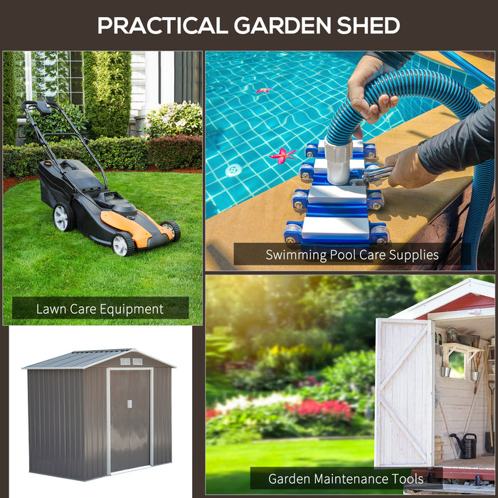 Lockable 7ft x 4ft Steel Garden Shed - Metal Storage with Air Vents, Apex Roof - Secure Outdoor Tool Organization Solution