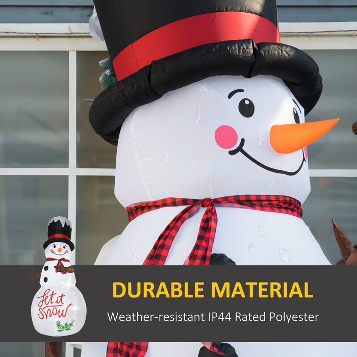 Jolly 8ft Inflatable Snowman with Festive Attire - Black Hat and Red Scarf, LED Illuminated - Outdoor Holiday Display for Lawn and Party Decor