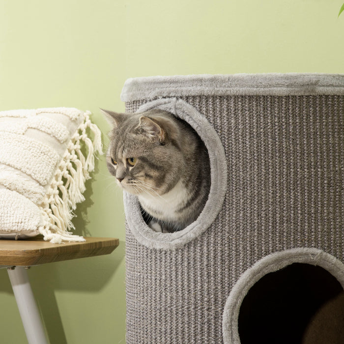 Cat Barrel Kitten Tree Tower - Indoor Cat Climbing Frame with Sisal-Covered Scratching Posts, Comfy Platform - Ideal for Play & Rest for Feline Friends