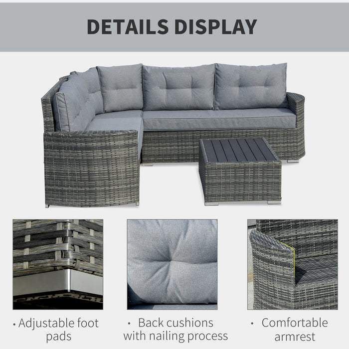 5-Seater PE Rattan Sofa Set - Outdoor Patio Wicker Sectional Conversation with Aluminium Frame and Padded Cushion, Mixed Grey - Perfect for Garden Gatherings and Relaxation