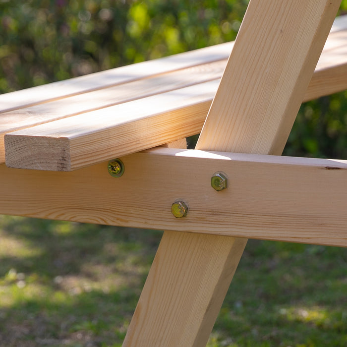 4 Seater Wooden Picnic Table - Outdoor Garden Patio Bench with Parasol Hole, 150cm - Perfect for Family Gatherings and Alfresco Dining