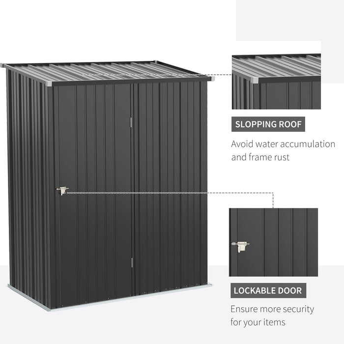 Outdoor Metal Storage Shed 5.3ft x 3.1ft - Charcoal Grey Garden Unit with Single Door - Ideal for Patio, Lawn, and Backyard Organization