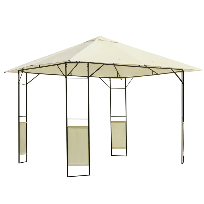 Outdoor Metal Gazebo 3x3m - Party and BBQ Pavilion with Water-resistant PE Canopy, Cream - Ideal Shelter for Garden Events