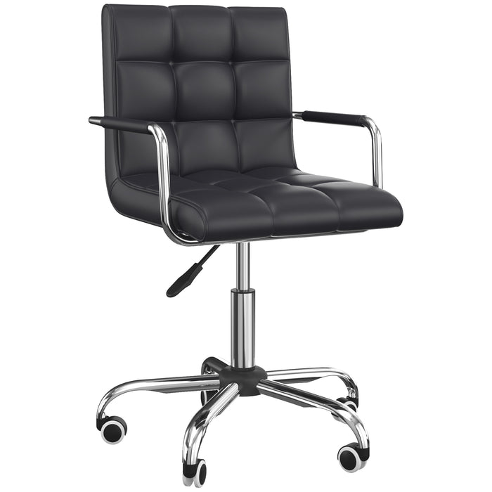 Mid Back PU Leather Swivel Desk Chair - Ergonomic Computer Chair with Adjustable Height and Wheels - Ideal for Home Office Comfort