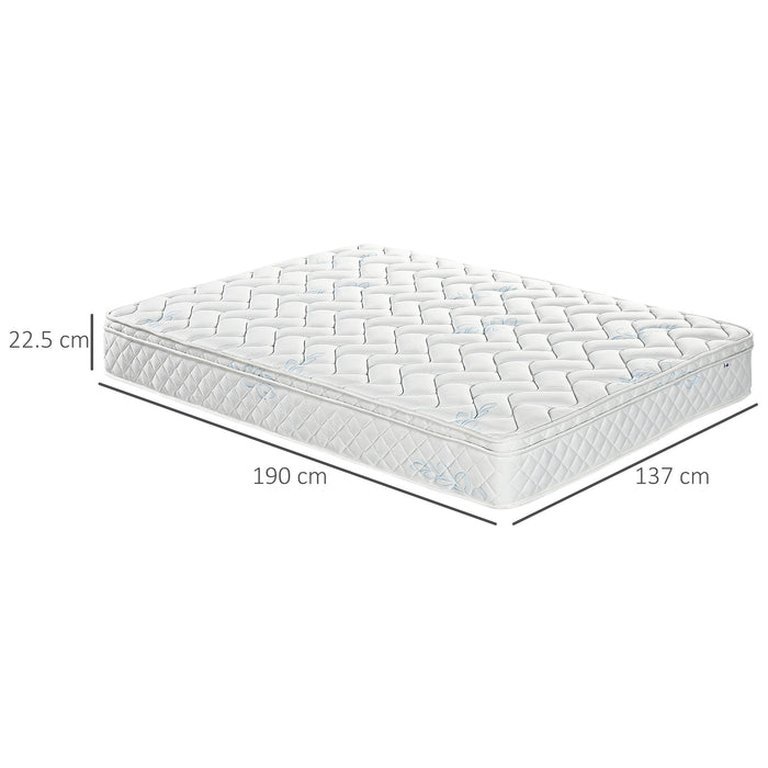 Double Pocket Sprung Mattress - Breathable Foam & Individually Wrapped Coils, 190x137x22.5cm - Ideal for Comfortable and Supportive Sleep, White