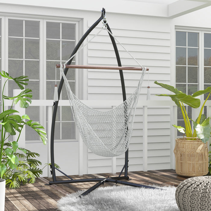 Heavy-Duty Metal Hammock Chair Stand with Chain - Sturdy Frame for Hanging Air Porch and Egg Chairs - Ideal for Relaxing Indoor/Outdoor Lounge Spaces