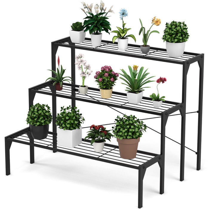 Heavy-Duty Steel Frame 3 Tier Plant Stand - Garden Accessory for Holding Multiple Plants - Ideal for Garden Enthusiasts and Space Saver