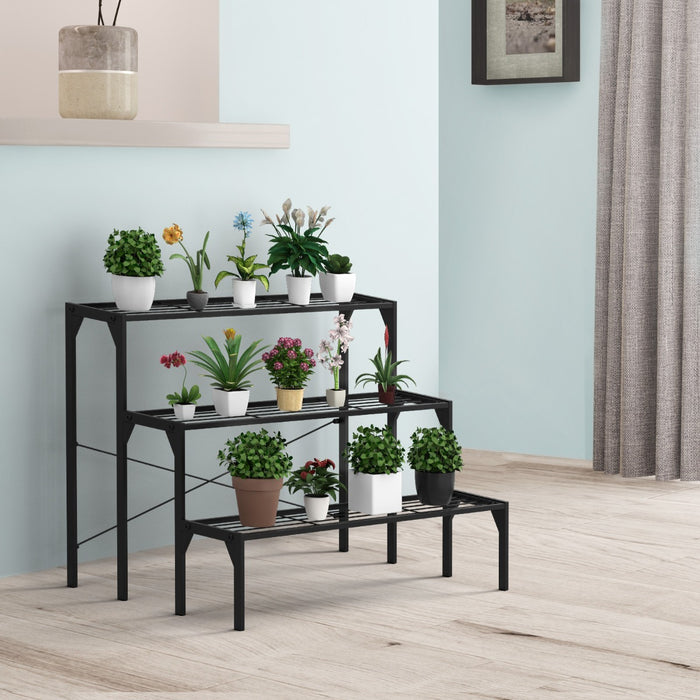 Heavy-Duty Steel Frame 3 Tier Plant Stand - Garden Accessory for Holding Multiple Plants - Ideal for Garden Enthusiasts and Space Saver