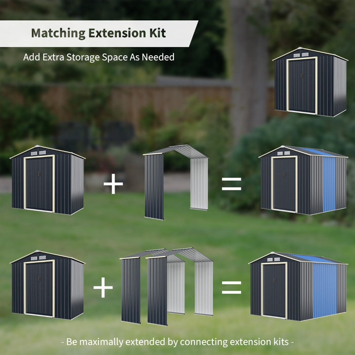 Extension Kit for Outdoor Storage Shed - Suitable for 195 cm Shed Width - Ideal for Expanding Your Existing Shed Space