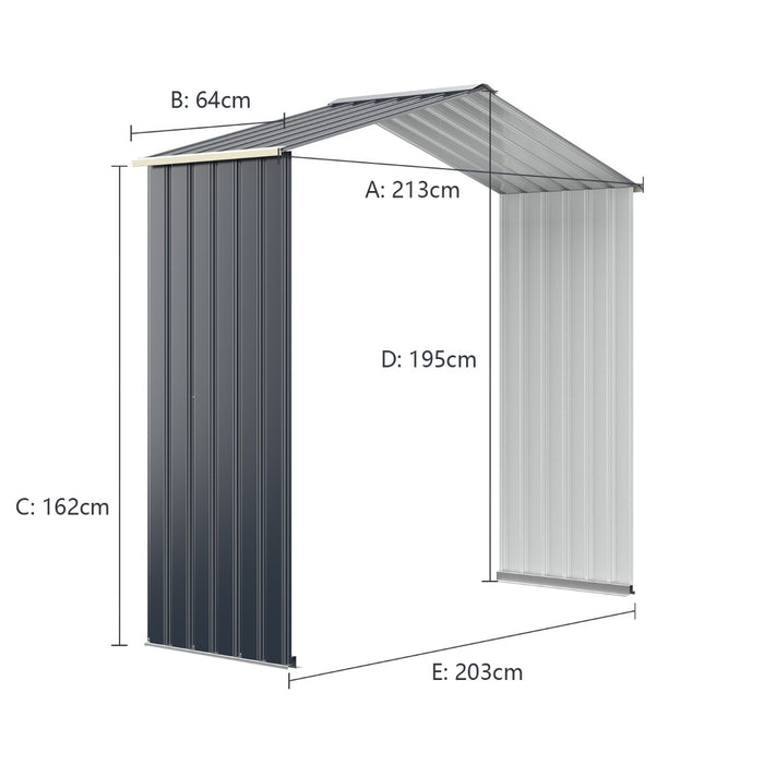 Extension Kit for Outdoor Storage Shed - Suitable for 195 cm Shed Width - Ideal for Expanding Your Existing Shed Space