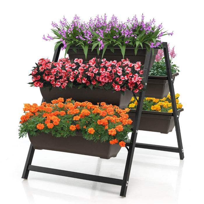 Gardenize - 3-Tier Vertical Raised Garden Bed with 5 Plant Boxes - Perfect for Urban Balcony Gardening