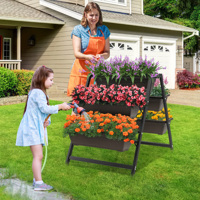 Gardenize - 3-Tier Vertical Raised Garden Bed with 5 Plant Boxes - Perfect for Urban Balcony Gardening