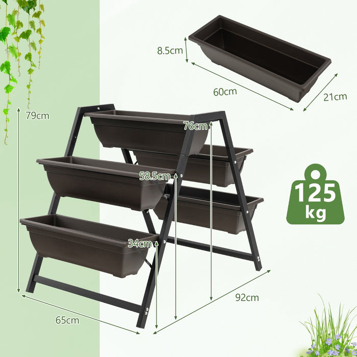 Gardenize - 3-Tier Vertical Raised Garden Bed with 5 Plant Boxes - Perfect for Urban Balcony Gardening