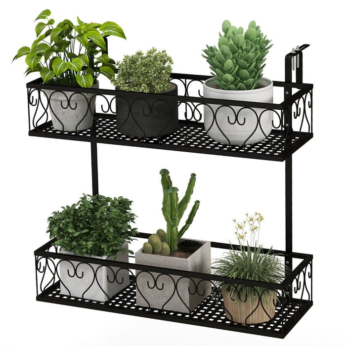 2 Tiers Plant Stand - Hanging Adjustable Hooks Design - Ideal for Indoor and Outdoor Gardening Enthusiasts