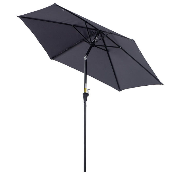 Aluminum Frame Patio Umbrella 2.7m - Grey Canopy with UV Protection - Ideal Outdoor Shade for Gardens and Patios